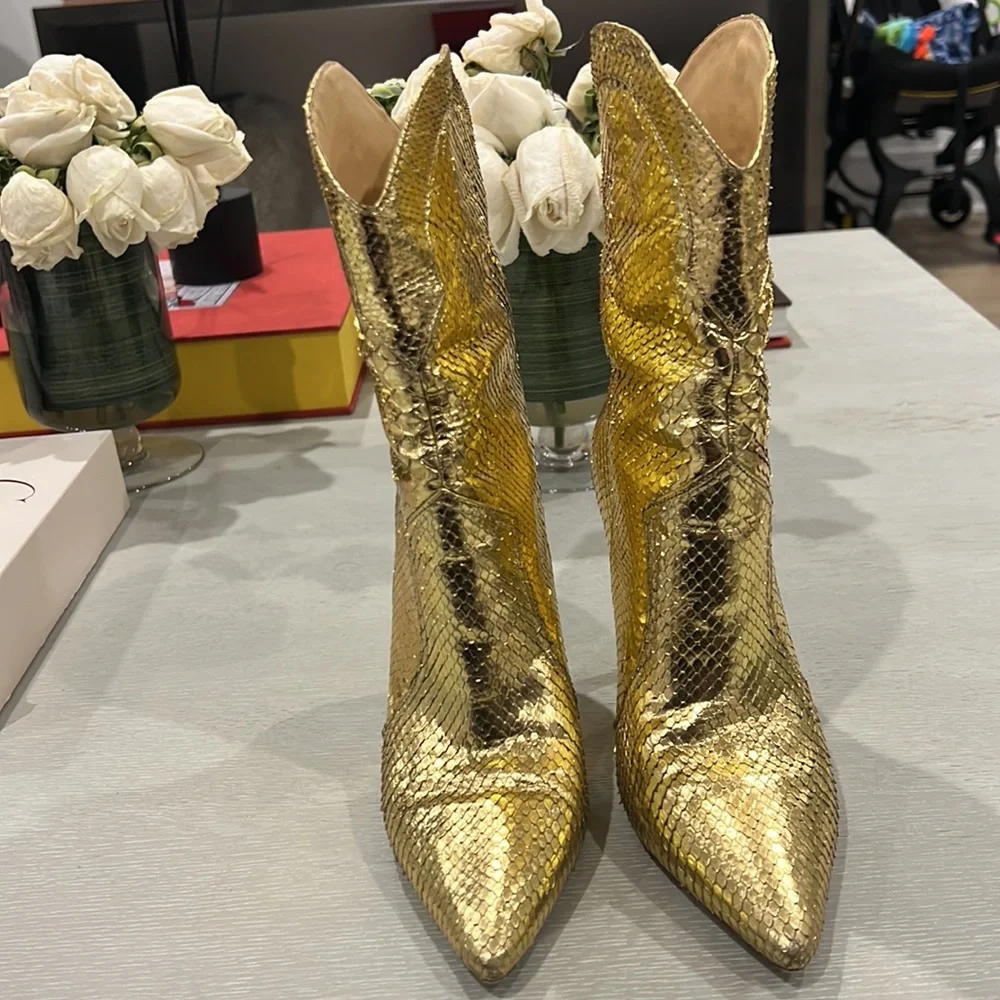 Gold Alexandre Birman heel booties - Picture 3 of 6